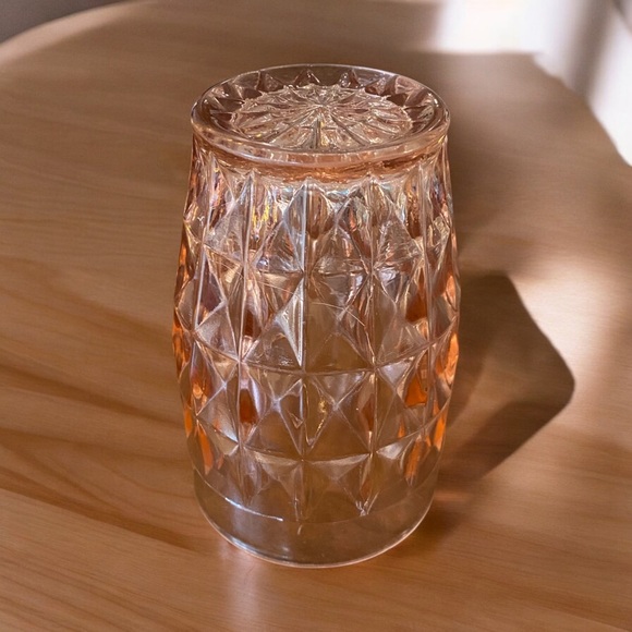 Jeanette Pink Windsor Diamond Depression Glass Tumbler. EVC - Picture 2 of 4
